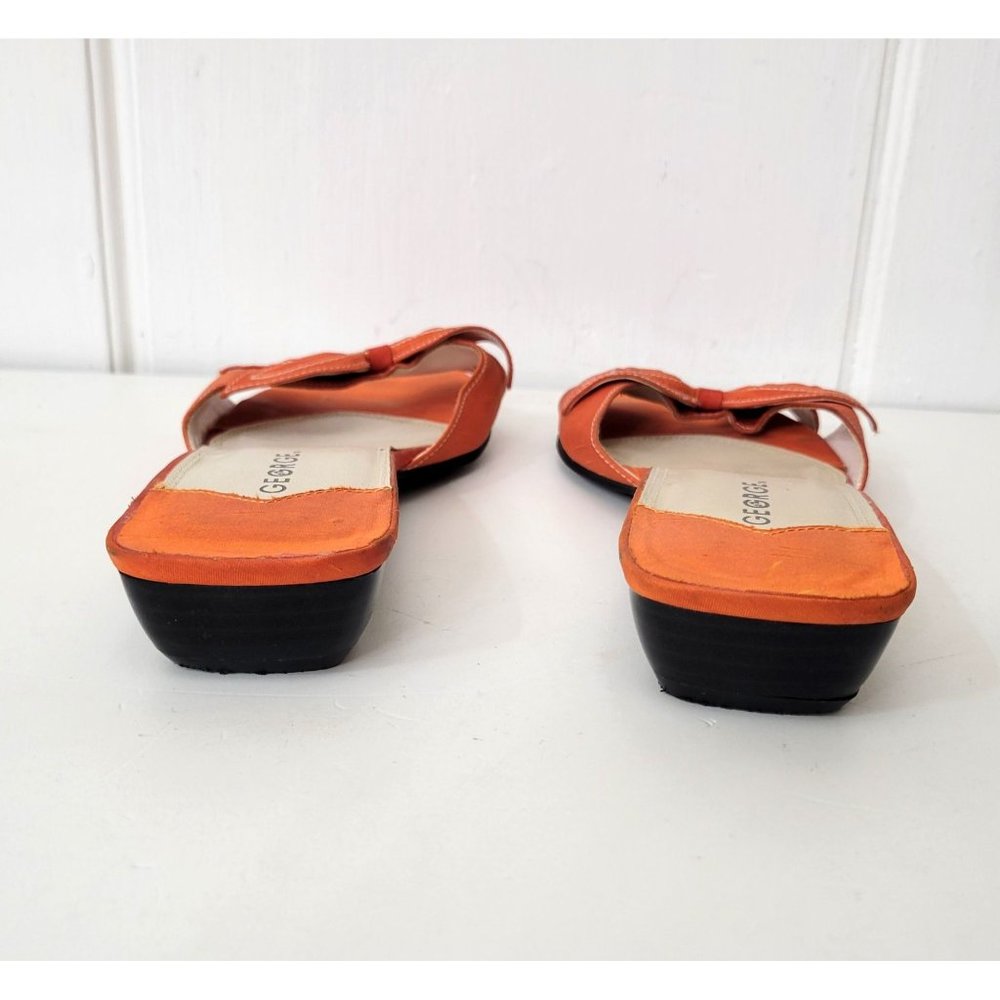 George Orange Fabric Slides with Bow - Picture 4 of 5